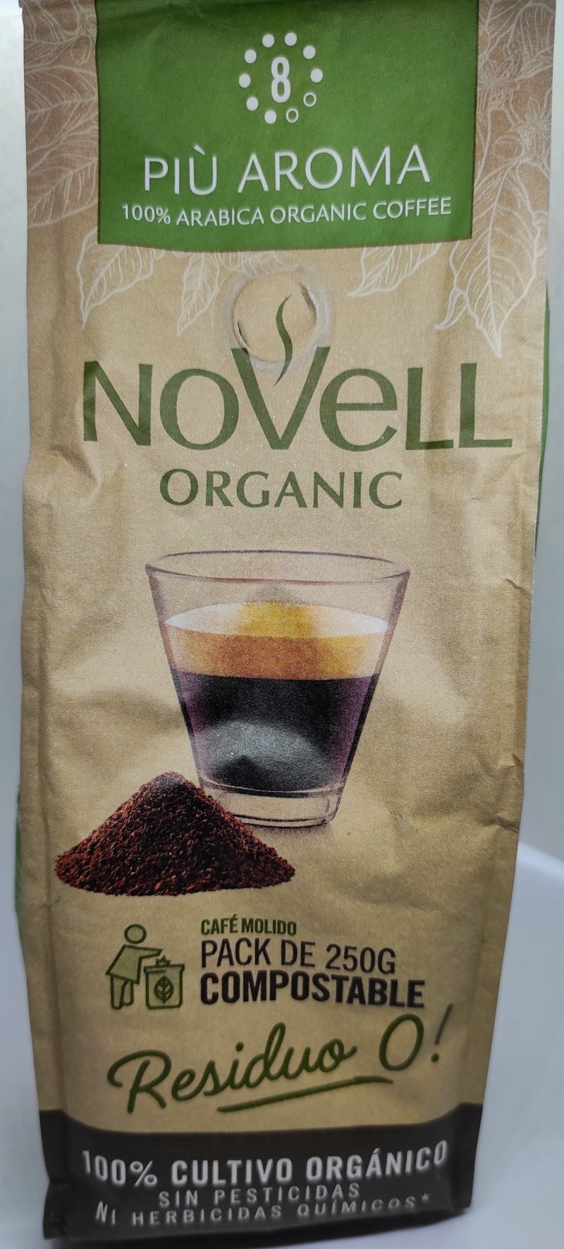 Cafe Molido Natural Novell Piu Aroma 100 Organico Arabico 250g
