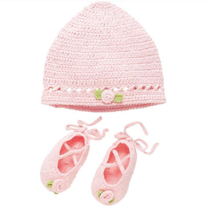 Elegant Baby Girl Rose Hat & Ballerina Shoes