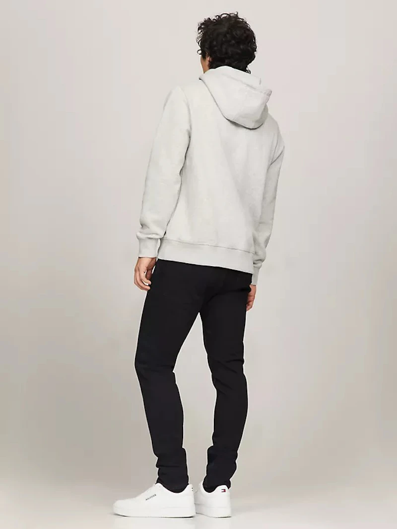 TOMMY HILFIGER - SWEAT À CAPUCHE GRIS LOGO BRODÉ