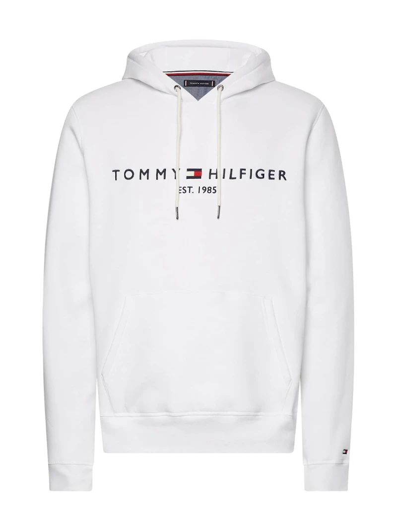 TOMMY  HILFIGER  -  SWEAT À CAPUCHE BLANC LOGO BRODÉ