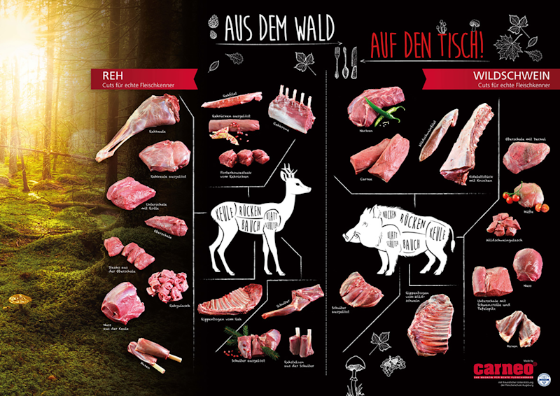 REH & WILDSCHWEIN XXL-Plakat, Cuts für echte Fleischkenner