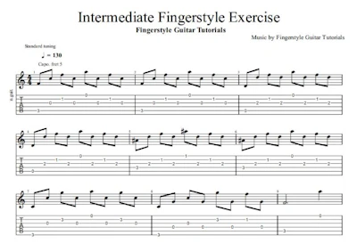 Intermediate Fingerstyle Exercise - TABS & Sheet Music