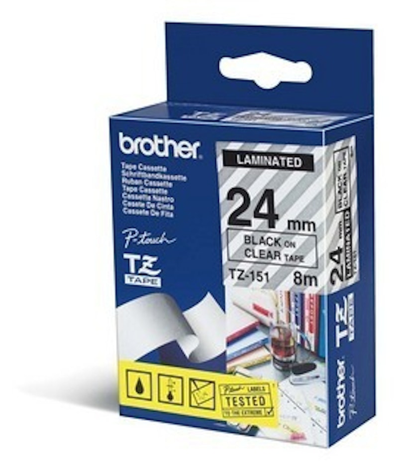 Brother TZE151 Original P-touch Schriftband TZe-151 24 mm, schwarz auf transparent (kompatibel,u.a. mit Brother Brother P-touch P700,- 2430, -D600, -9700PC, -P750W) 