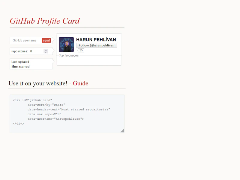  GitHub Profile Card 