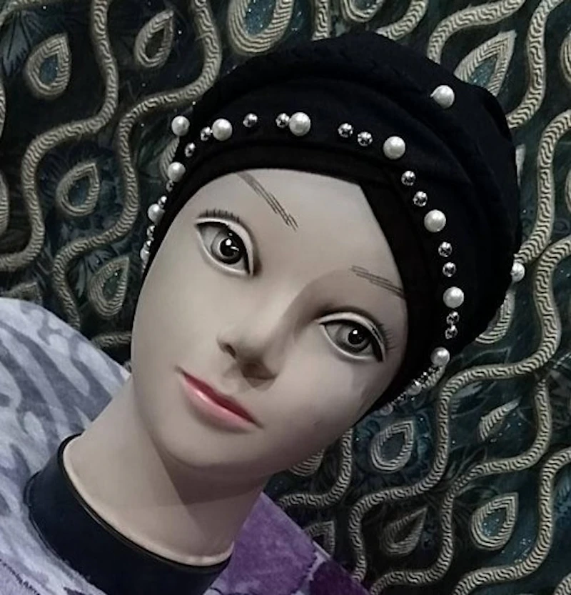 Braided Hijab Cap With Beads