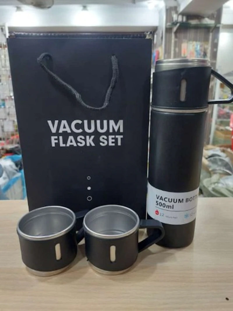 3 In 1 Vacuum Insulated Thermal Flask Set With Cup