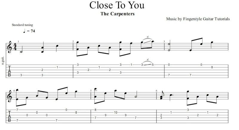 Close To You - The Carpenters | TABS & Sheet Music