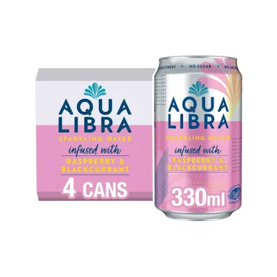 Aqua Libra Sparkling Water Infused with Raspberry & Blackcurrant Cans