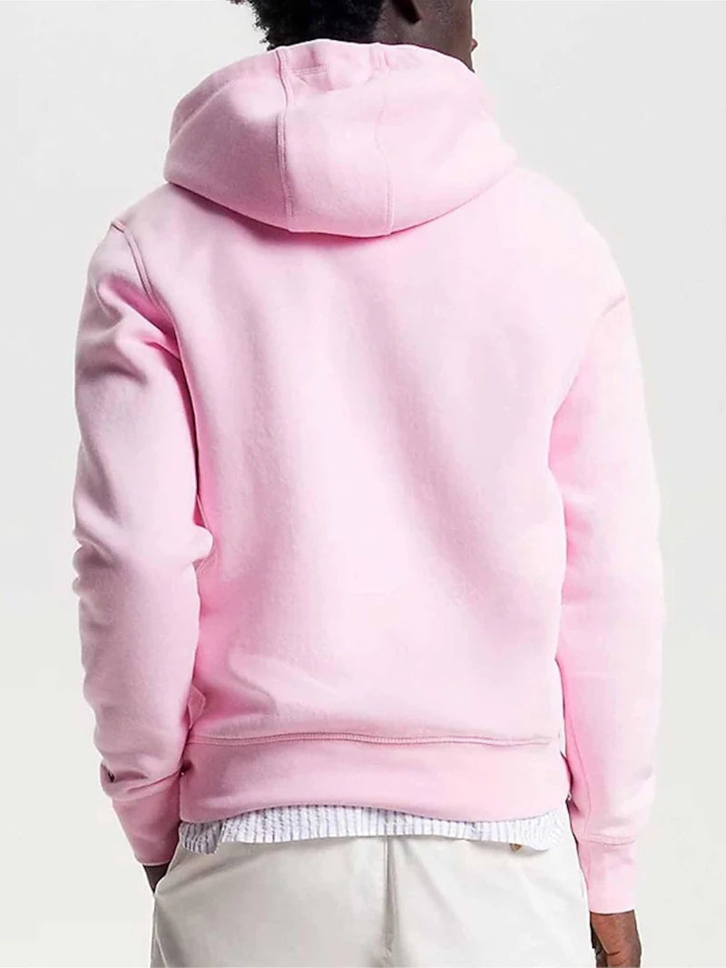 TOMMY HILFIGER - SWEAT À CAPUCHE ROSE LOGO BRODÉ