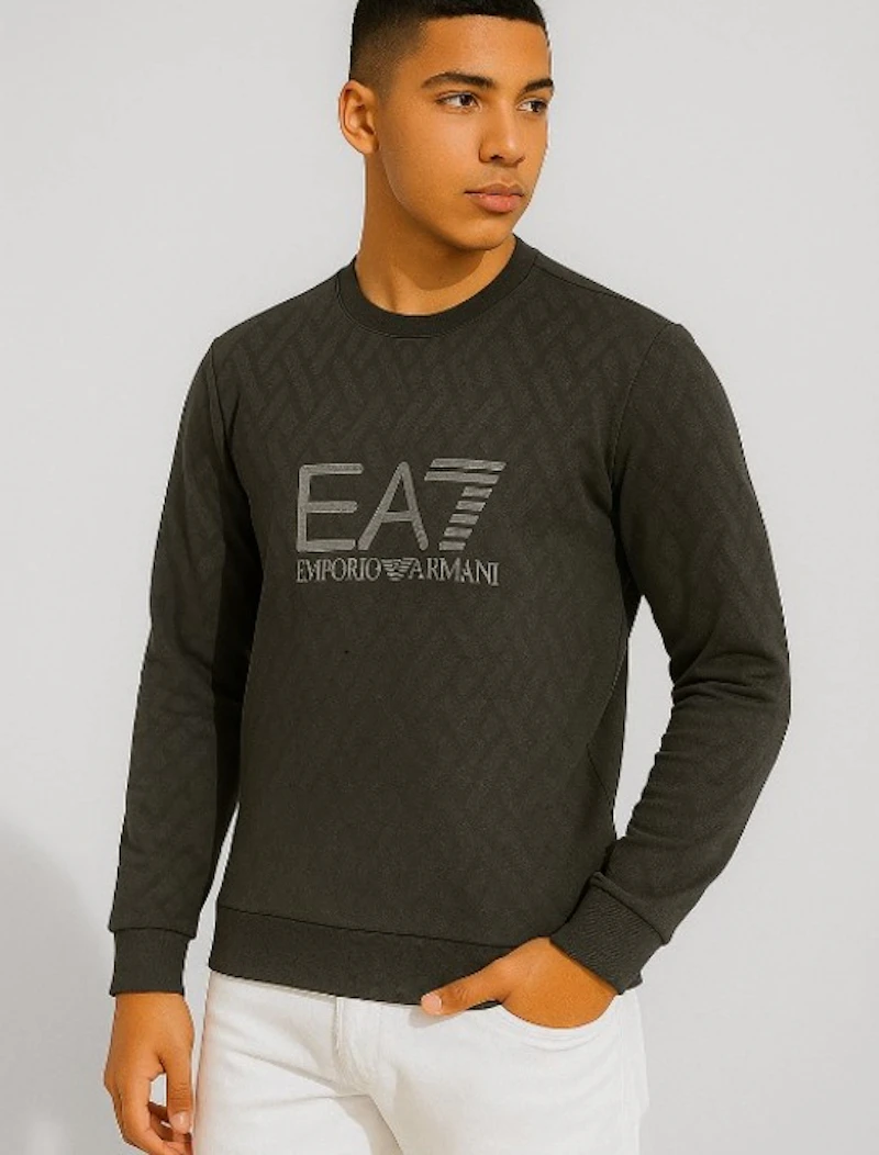 EMPORIO ARMANI - PULL TEXTURÉ LOGO ACIER