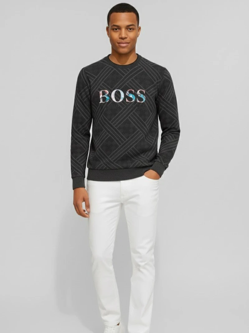 HUGO BOSS - PULL TEXTURÉ LOGO COLORÉ