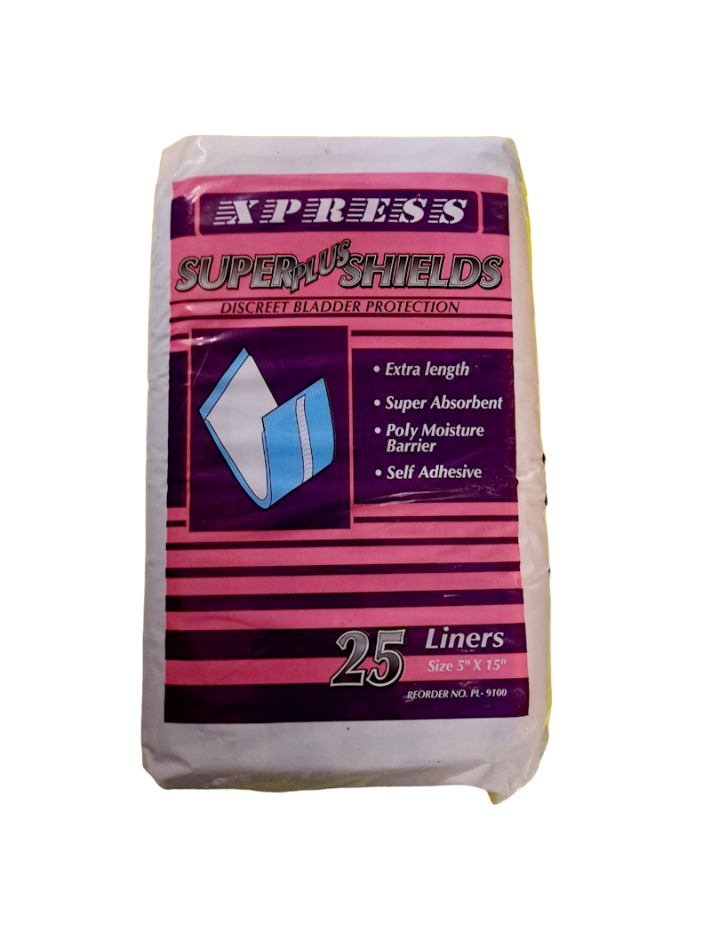 Xpress Super Plus Shield Liners for Discreet Bladder Protection 5"x15" - 25 ct