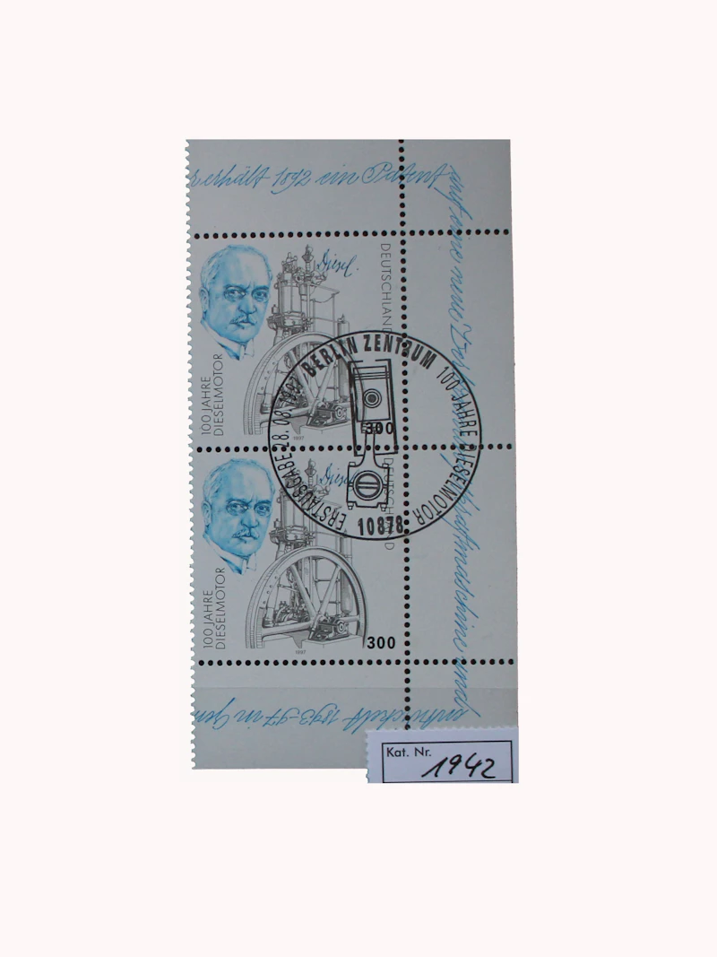 Robbert´s Briefmarken Deutschland R-2er Stück MiNr. 1942 "100 Jahre Dieselmotor" mit SSt