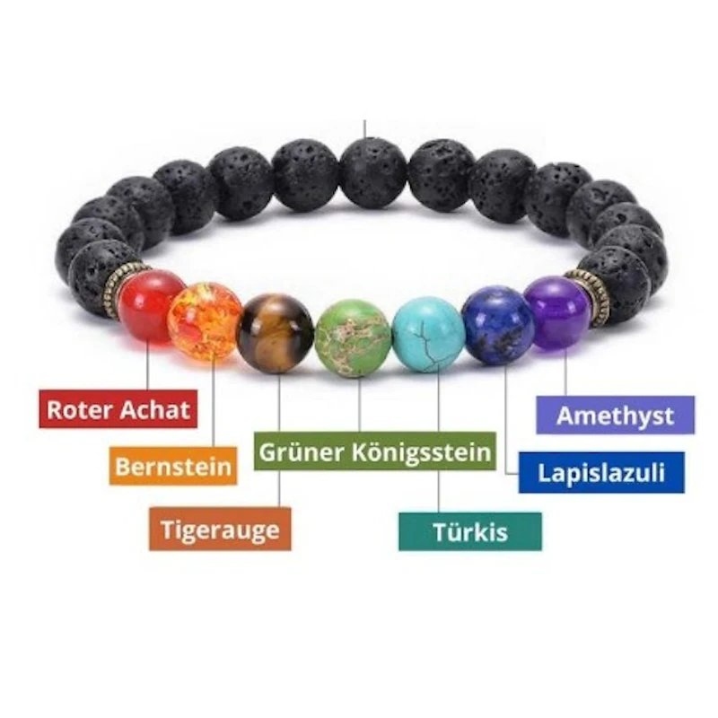 Chakra-Armband mit Lavastein