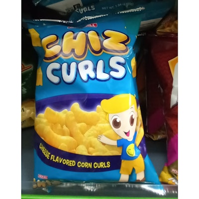 Chiz Curls cheese flavor corn curls (Namaste)