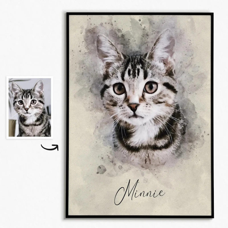 Digital Cat Portrait from Photo 