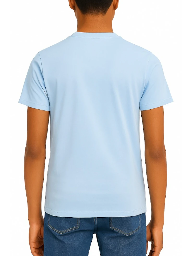TOMMY HILFIGER - T-SHIRT BLEU CIEL BANDE TRICOLORE