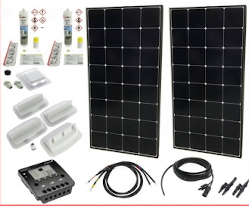 Solaranlage Sunpower 240W - Phocos Regler LCD f. 2 Batterien