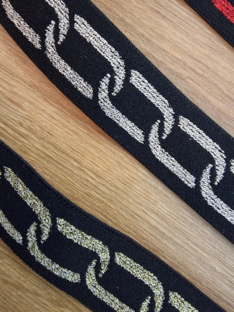Elastic Band Chain, 25mm breit mit Glitzer