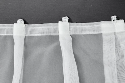 Voile CLIC curtains, plain in white, wide from (1,40m. to 4,00m.), and high 2,40m.