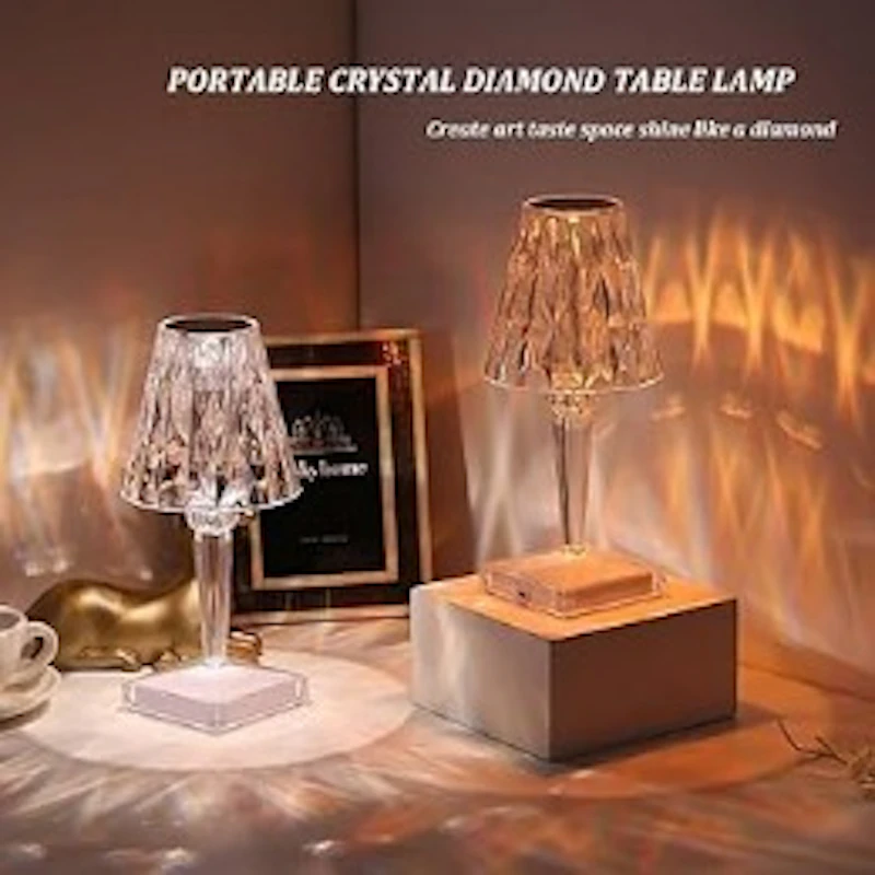 New Crystal Table Lamp With Built-in Battery Portable 