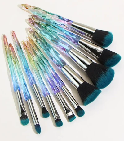 Colourful Blue Makeup Brush Set