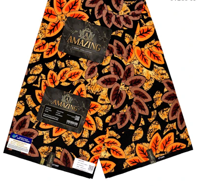 Orange black flower pattern Ankara