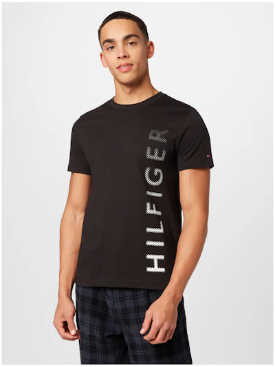 TOMMY HILFIGER - T-SHIRT NOIR  LOGO VERTICAL