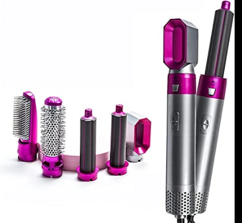 Hair Dryer Brush 5 In 1 Electric Blow Dryer Hair Comb Curling Wand Detachable Brush Kit Negative Ion Straightener Hair Curler