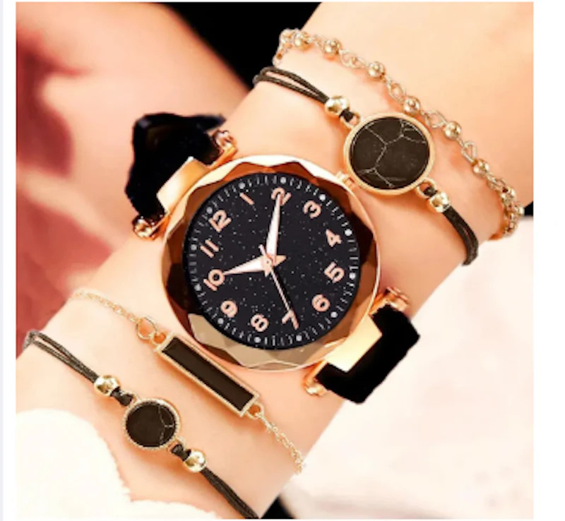 Stylish Ladies Magnetic Wrist Watch|Women Mesh Magnet Buckle Starry Sky Luxury Fashion Analog Watches for Girls and women| Watch For Ladies, girls and women