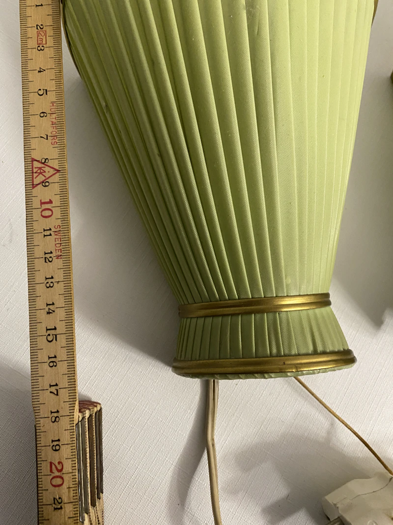 True vintage grüne Stoff Wandlampen