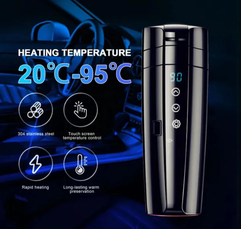 Smart heated kittle Touch screen car heated mug with temperature control