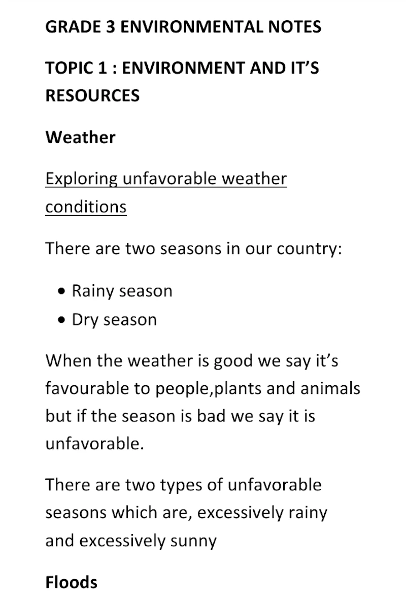 Lesson notes 
