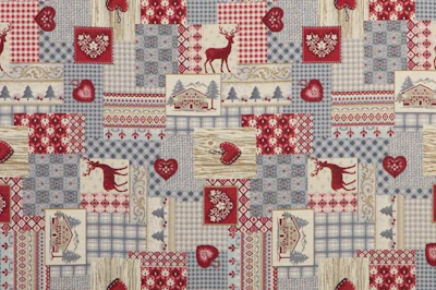 Upholstery fabric Deer, patchwork, jacquard, width - 1,40 m.