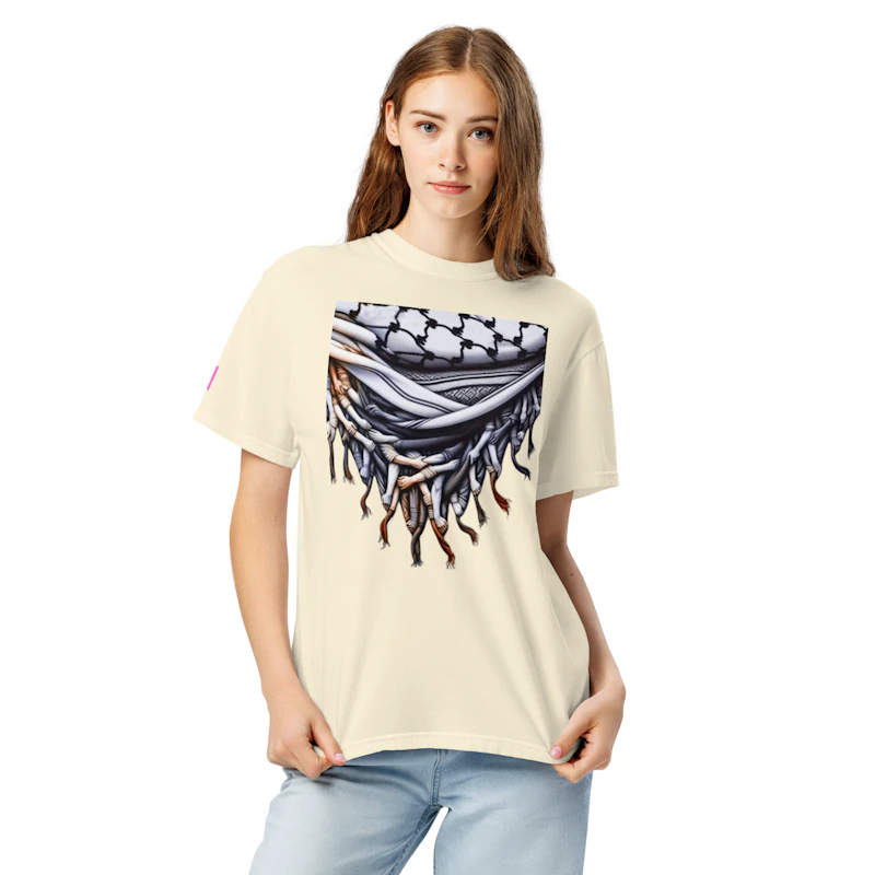 Unisex garment-dyed heavyweight Palestinian iconic keffiyeh t-shirt
