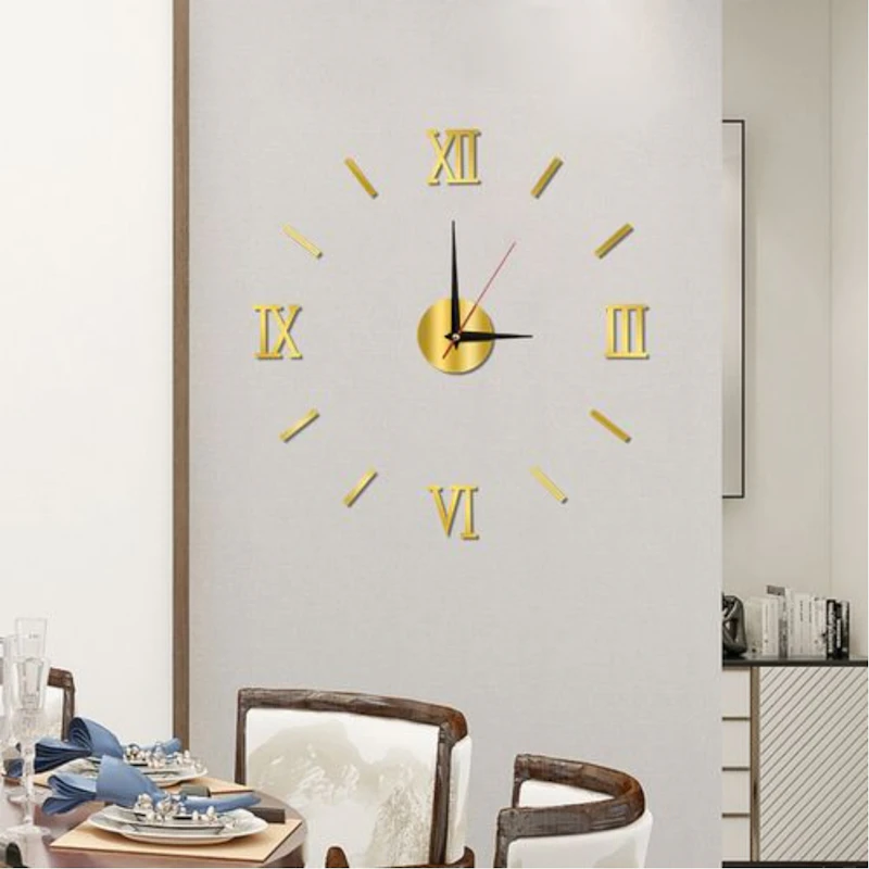 DIY Wall Clocks 3D Mirror Stickers Large Wall Clock - Red