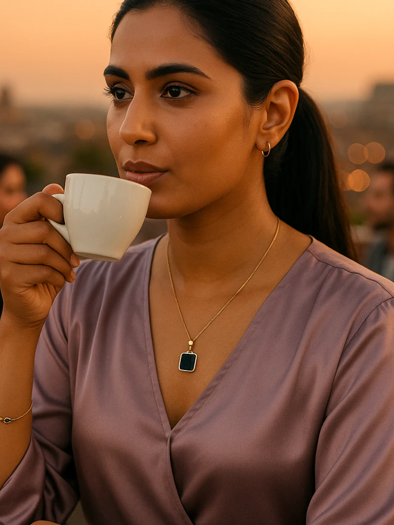 Minimalist Black Square Pendant Necklace