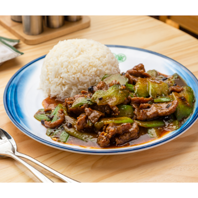 Stir Fried Bitter Melon with Beef and rice (Youngtime)