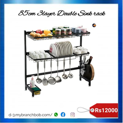 85cm 3 layer double sink rack