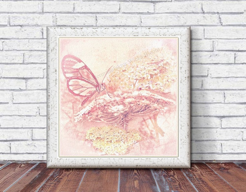 Flügeltiere SOMMERVOGEL Schmetterling auf Blüte,Wanddeko Landhausstil Shabby Chic Vintage Style