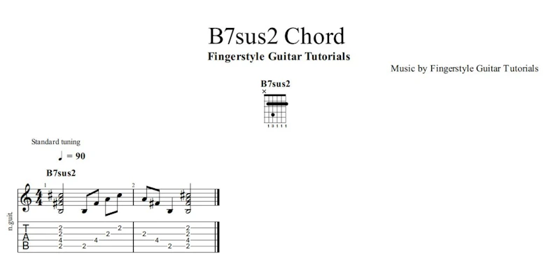 B7sus2 Chord | TABS & Sheet Music