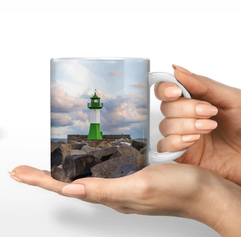 Leuchtturm Tasse Rügen - Sassnitz – Keramikbecher – Ostsee Motiv auf Rügen