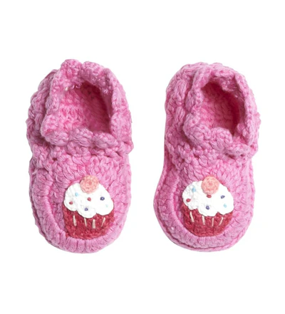 Baby Girl Pink Cupcake Crochet Bootie