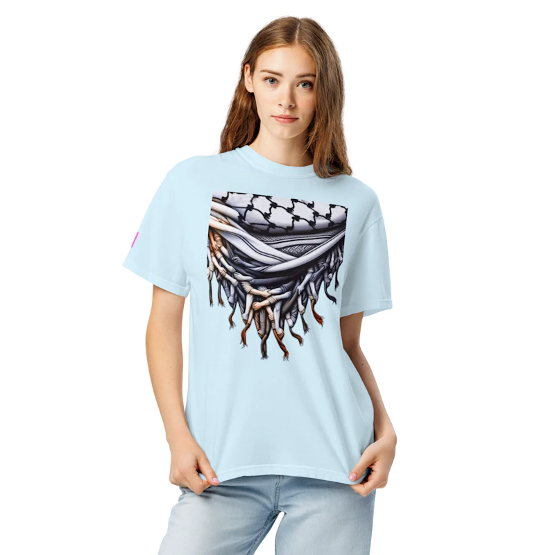 Unisex garment-dyed heavyweight Palestinian iconic keffiyeh t-shirt