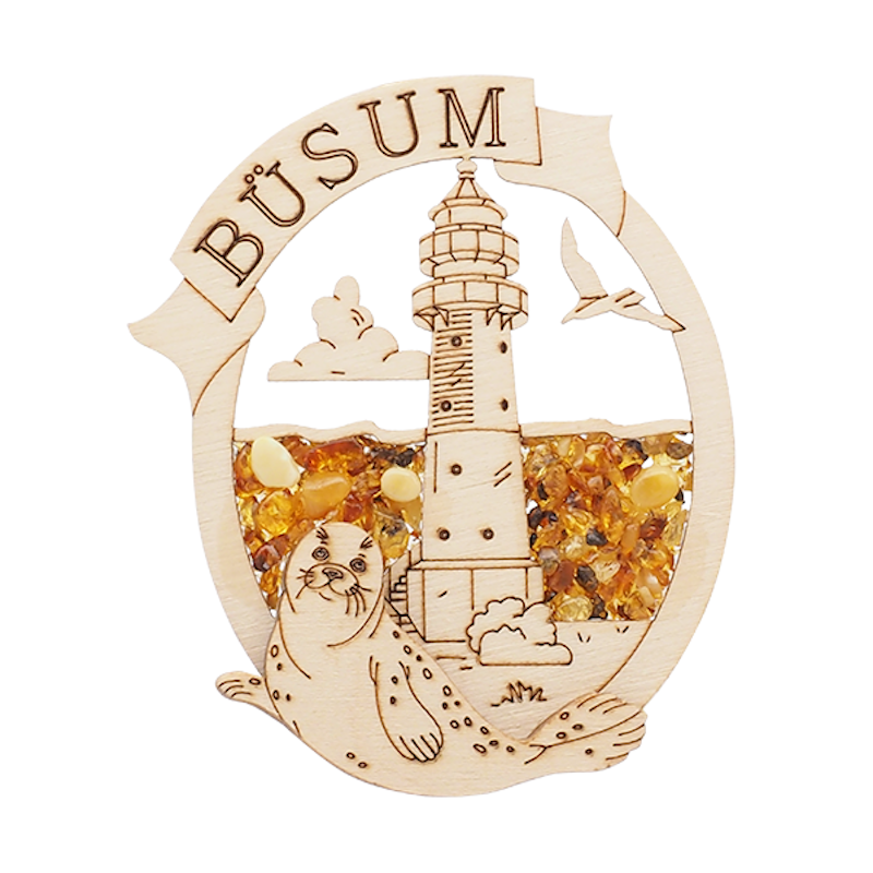Souvenir Kühlschrankmagnet Seehund Moin BORKUM echter Bernstein Souvenir Kühlschrankmagnet Seehund Moin BORKUM echter Bernstein