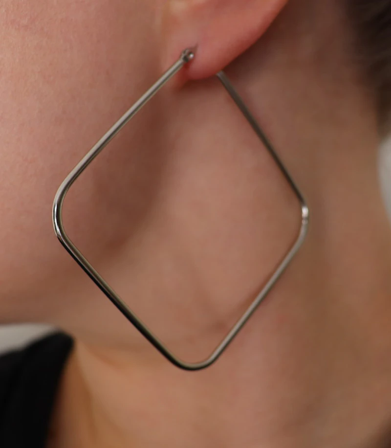 Square Hoops - Silver