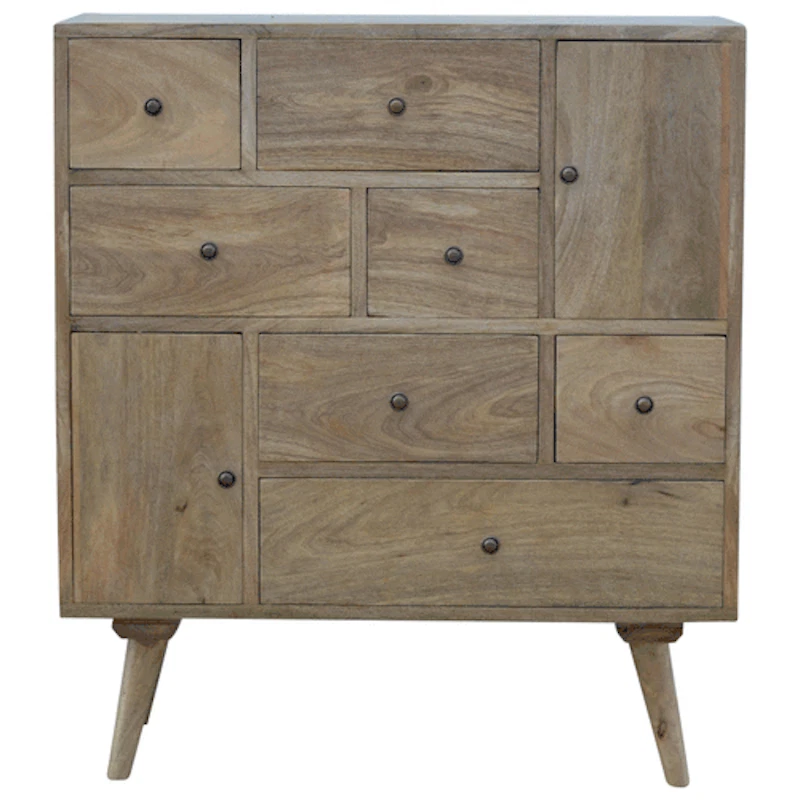 Nordic Style Wood Chest, 9 Multi-Drawers 