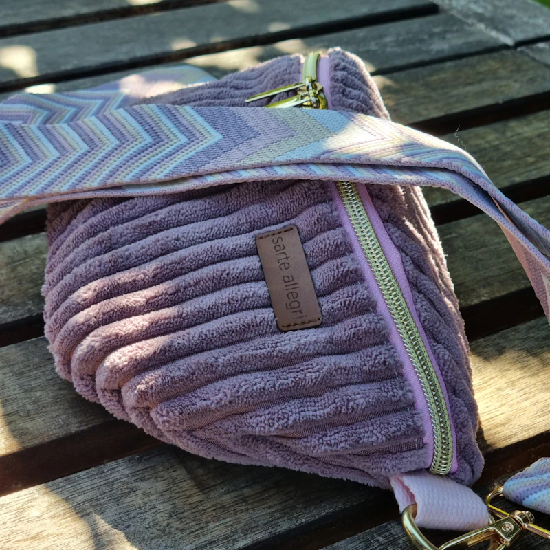 Crossbodybag aus Cord, petrol/grau/silber Copy
