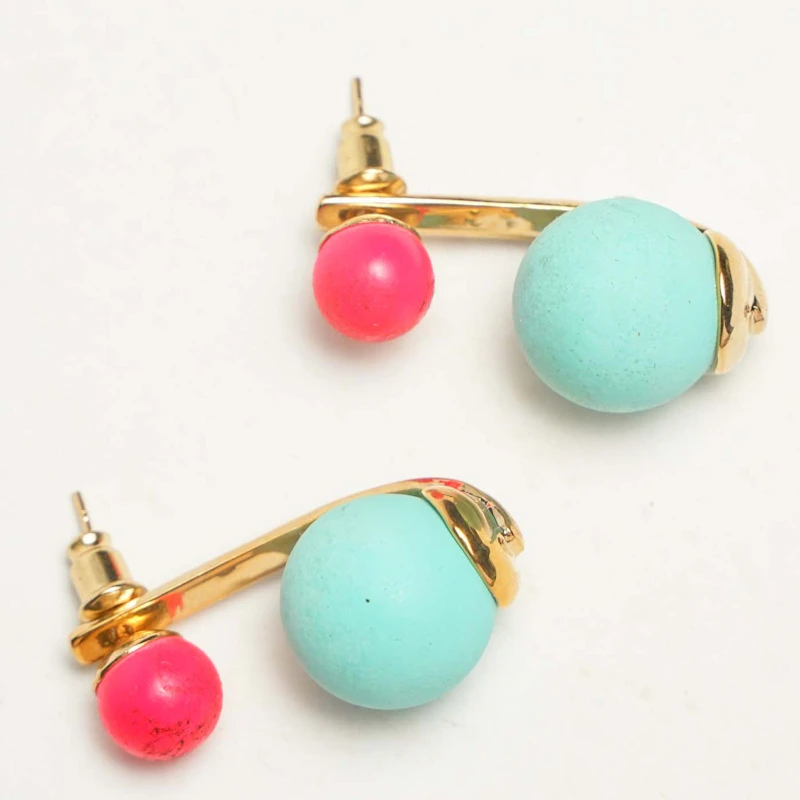 Duo Tone Funky Ball Earrings 