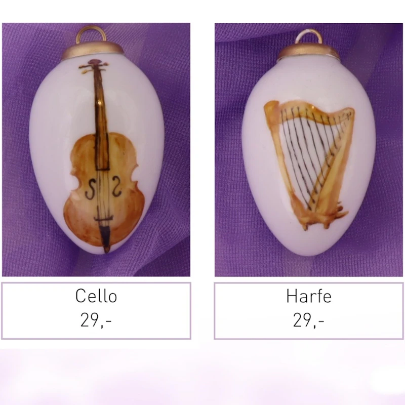 Kleine Porzellaneier zum Hängen - Instrumente